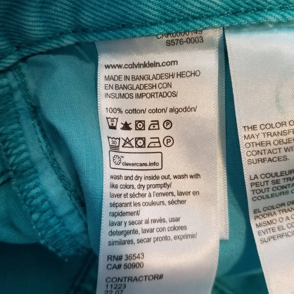 Calvin Klein Womens Sz 26 Teal Straight Leg Jeans Retro Festival‎ Coastal NWT